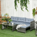 Raya 3pc Outdoor Patio Sofa with RHF Chaise and Table - Mixed Grey - Seasonal Overstock