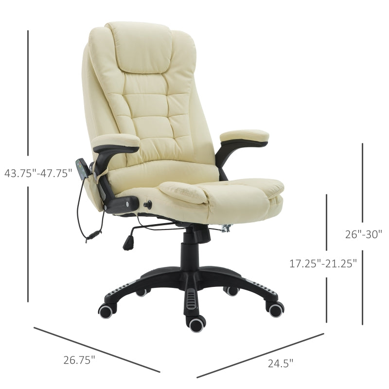 Xavi Luxury Executive Office Chair with Heated Vibration Massage - Beige - Seasonal Overstock