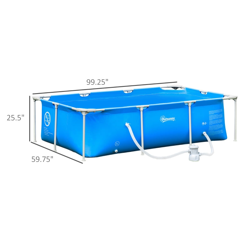 8.3' x 5' Above Ground Swimming Pool with Pump & Filter 26" Deep - Blue - Seasonal Overstock