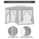 13ft Hexagonal Portable Party Gazebo with Mesh Walls - Cream White - Seasonal Overstock