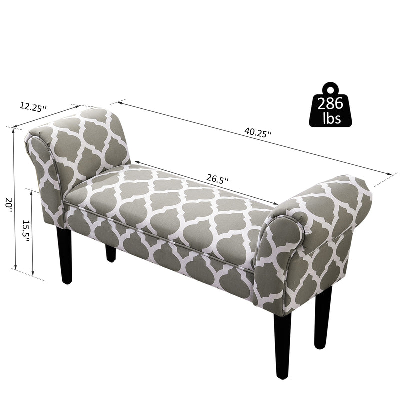 Upholstered Grey Bedside Bench - Seasonal Overstock