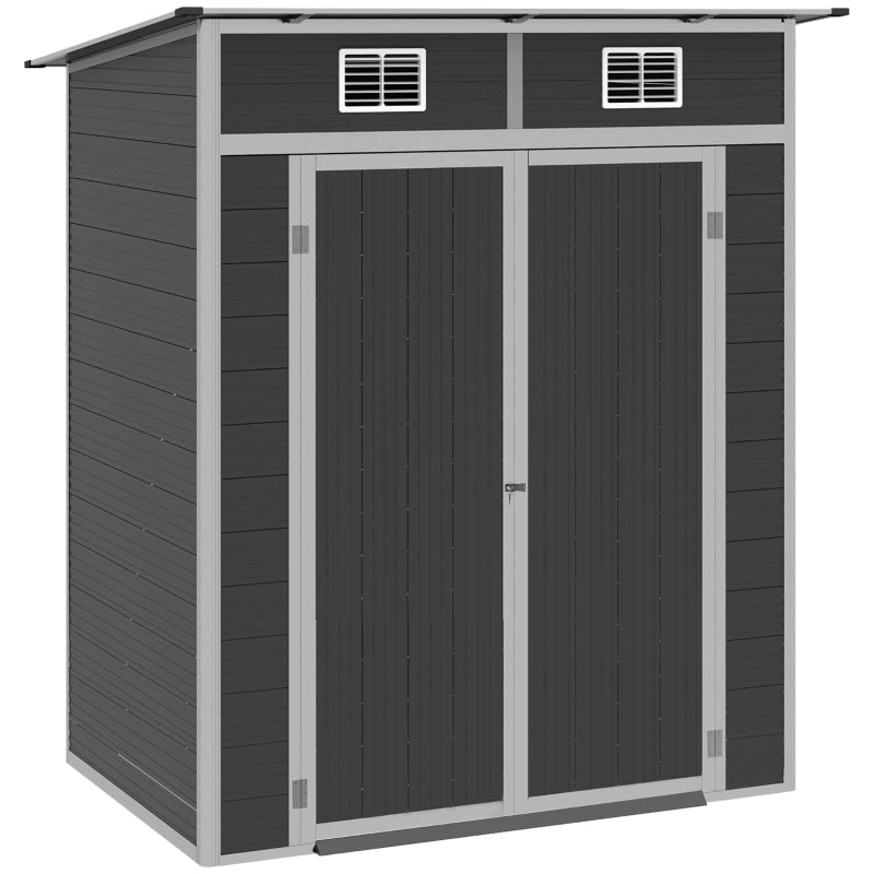 6' x 4' Grey PVC Outdoor Garden Storage Shed with Aluminum Frame - Seasonal Overstock