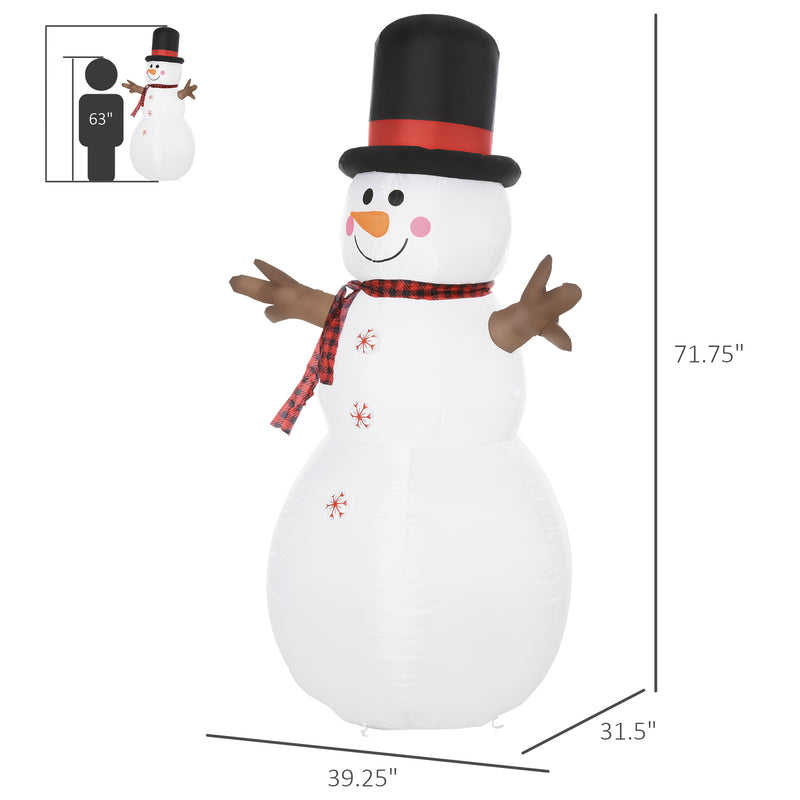 6ft Inflatable Snowman Christmas Decoration - Seasonal Overstock