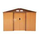 Storage Sheds, 9' x 6.4' Outdoor Garden Storage Shed with Dual Sliding Doors - Tan Brown - Seasonal Overstock