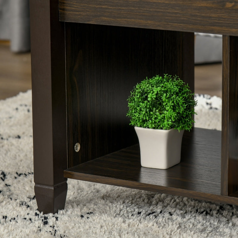 Bryan Lift Top Coffee Table with 3 Storage Compartments - Espresso Brown