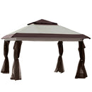 Gazebos, Cairo 12' x 12' Pop-Up Gazebo Canopy with Mesh Side Walls and Storage Bag - Beige / Brown - Seasonal Overstock