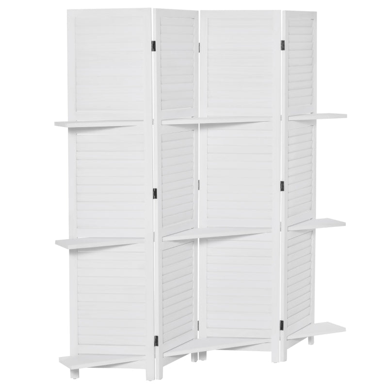 Dvita White 67" 4-Panel Room Divider with 3 Shelves - Seasonal Overstock