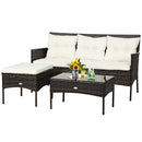 Easton 3pc Outdoor Sofa Sectional with Table - White - Seasonal Overstock