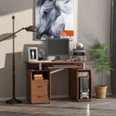 Esme Modern Computer Desk with Storage Drawers and Keyboard Tray - Walnut Brown - Seasonal Overstock