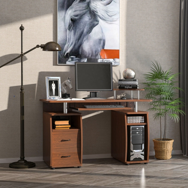 Esme Modern Computer Desk with Storage Drawers and Keyboard Tray - Walnut Brown - Seasonal Overstock