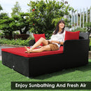 Halton Outdoor Rattan Lounging Patio Sofa - Red - Seasonal Overstock