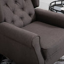 Harland Button Tufted Wing Back Armchair - Brown - Seasonal Overstock