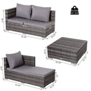 Lana 3pc Outdoor Rattan Sofa Sectional and Table - Grey - Seasonal Overstock