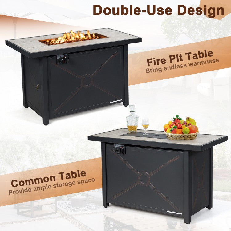 Nikko 42" 60,000BTU Propane Fire Table with Ceramic Top and Cover - Seasonal Overstock