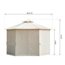 Rokuro 13' x 13' Hexagonal Gazebo with Beige Canopy - Seasonal Overstock