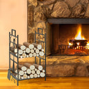 Two Level Rustic Gold Log Holder Firewood Rack with 4pc Tool Set - Seasonal Overstock
