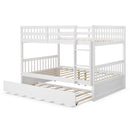 Chandler Full Over Full Wood Bunk Bed with Trundle Bed - White - Seasonal Overstock