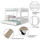 Chandler Full Over Full Wood Bunk Bed with Trundle Bed - White - Seasonal Overstock