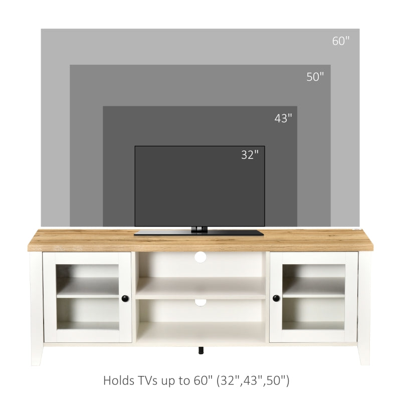 Dallas TV Stand Entertainment Unit for TVs up to 60" - White & Natural