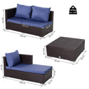 Lana 3pc Outdoor Rattan Sofa Sectional and Table - Blue - Seasonal Overstock