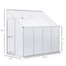 8' x 4' Lean-To Aluminum Frame Walk-In Greenhouse with Polycarbonate Panels, Sliding Door - Silver