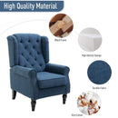 Louis Button Tufted Winged Back Upholstered Arm Chair - Blue - Seasonal Overstock