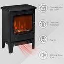Mini Electric Fireplace with Realistic Flame - Black - Seasonal Overstock