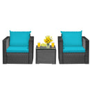 Tarin 3pc Outdoor Rattan Table and Chairs Set - Turquoise - Seasonal Overstock