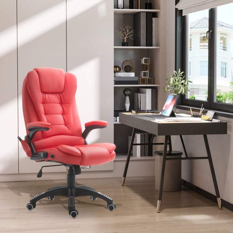 Xavi Luxury Executive Office Chair with Heated Vibration Massage - Red - Seasonal Overstock
