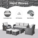 Balsam Cove 6pc Outdoor Wicker Sofa Chairs Table and Stool Patio Set - Grey - Seasonal Overstock