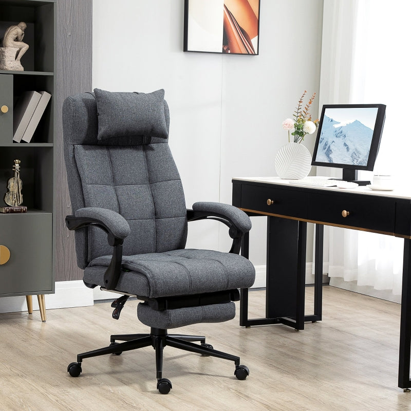 Benz Double Padded Office Chair with Footrest - Dark Grey - Seasonal Overstock