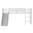Jaya Twin Size Metal Loft Bed with Slide and Guardrails - Grey - Seasonal Overstock