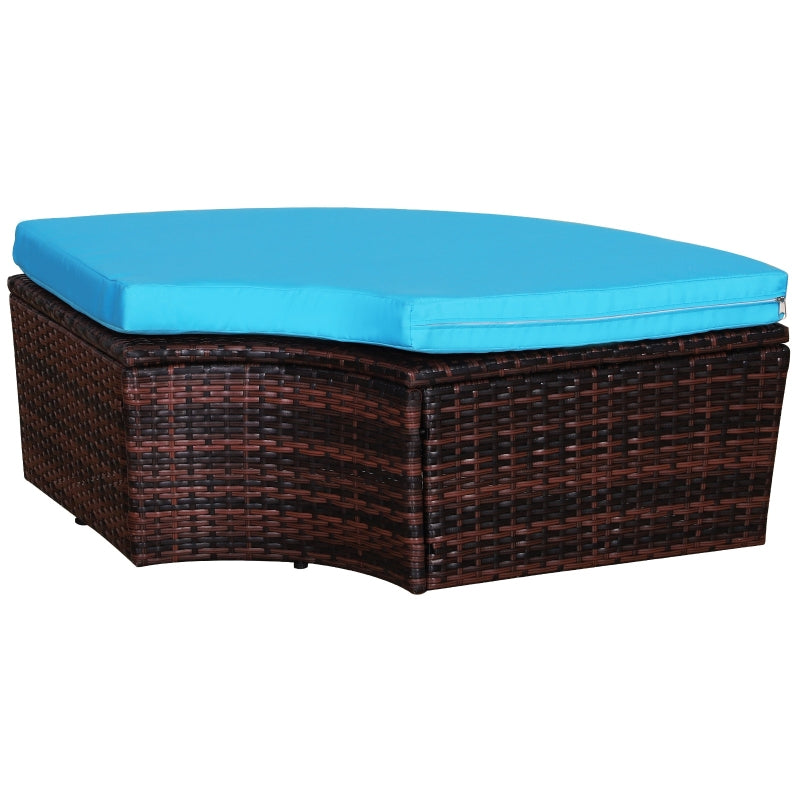 Paloma 4pc Outdoor Rattan Sofa Bed / Patio Conversation Set - Blue - Seasonal Overstock