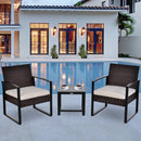 Ricardo 3pc Rattan Wicker Chair and Table Set - White and Brown - Seasonal Overstock