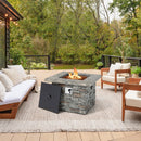 Stanford 34.5" Square Grey Faux Stone LP Fire Table with Lava Rocks and Cover - 50,000 BTU - Seasonal Overstock