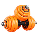 FED 3-in-1 Adjustable Cast Iron Dumbbell Set with Barbell Connector 30kg / 66lbs Orange - Seasonal Overstock
