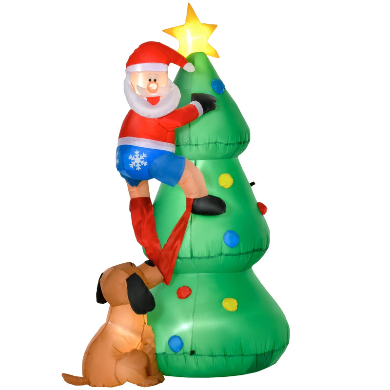 5.9ft Inflatable Christmas Tree with Funny Santa & Dog Scene - Seasonal Overstock
