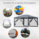 10' x 13' Party Gazebo Canopy Tent with Mesh Walls - Grey - Seasonal Overstock