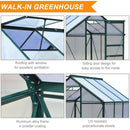 Greenhouses, 6.2' x 6.3' Walk-In Greenhouse with Aluminum Frame, Polycarbonate Panels, Sliding Door - Green - Seasonal Overstock