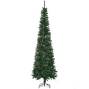 Christmas Trees, 7.5ft Thin Artificial Christmas Tree with Pine Cones - Seasonal Overstock