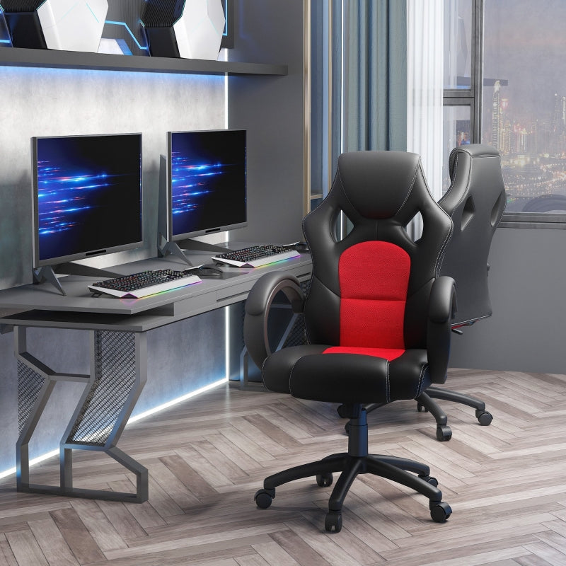 Diego Racing Style High Back Red and Black Gaming Chair - Seasonal Overstock