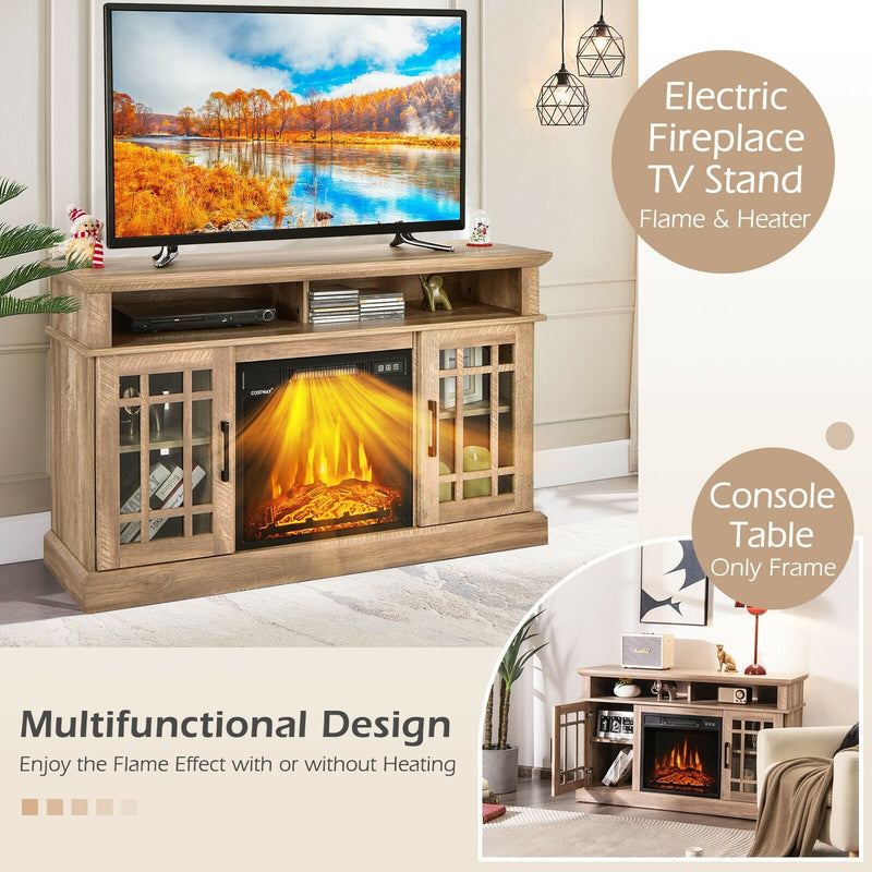 Felder Natural 1400W Electric Fireplace TV Stand for TVs up to 50" - Seasonal Overstock