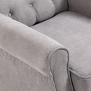 Harland Button Tufted Wing Back Armchair - Grey - Seasonal Overstock