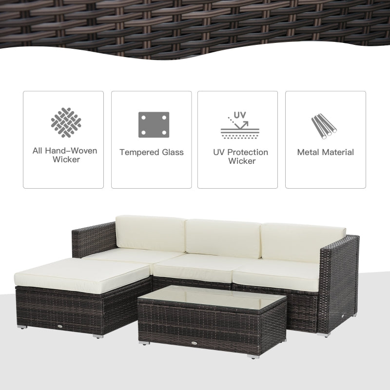 Luano 5pc Modular Outdoor Patio Sectional Sofa Set - Cream White - Seasonal Overstock