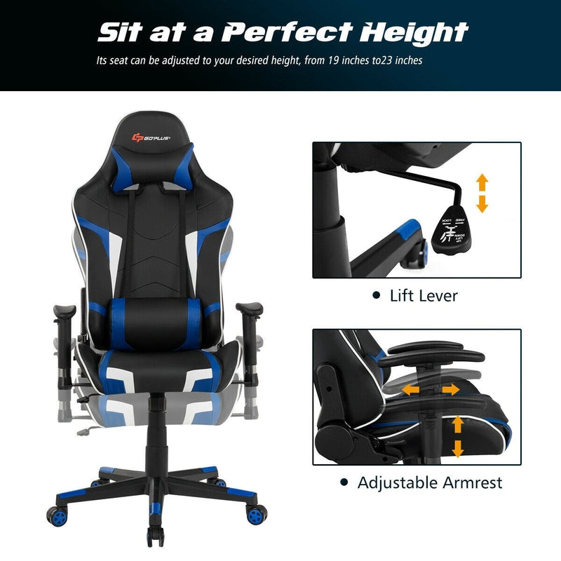 Lucas High-Back Gaming Chair with Massage - Blue - Seasonal Overstock