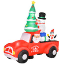 Christmas Decorations, Inflatable Santa Driving Tree Farm Truck with Snowmen - Seasonal Overstock