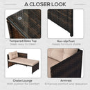 Vina 3pc Outdoor Patio Sofa with RHF Chaise and Table - Beige / Brown - Seasonal Overstock