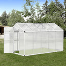Greenhouses, 10' x 6.2' Walk-In Aluminum Frame Greenhouse with Polycarbonate Panels, Swing Door - Silver - Seasonal Overstock