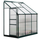 Greenhouses, 6.3' x 4.1' Lean-To Walk-In Greenhouse with Aluminum Frame, Polycarbonate Panels, Sliding Door - Green - Seasonal Overstock