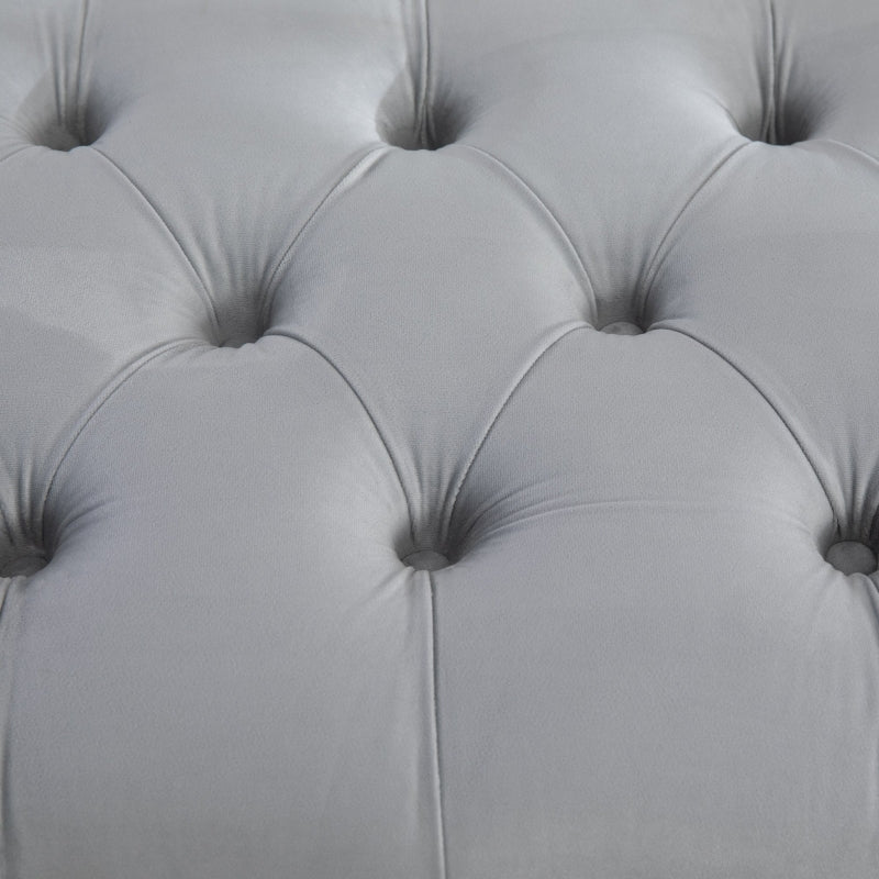 Ariya 47" Velvety Grey Button Tufted Upholstered Ottoman Bench - Seasonal Overstock